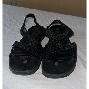 SKECHERS Reggae SLIM Simply STRETCH Slingback SANDALS in Black WOMEN’S Size 7